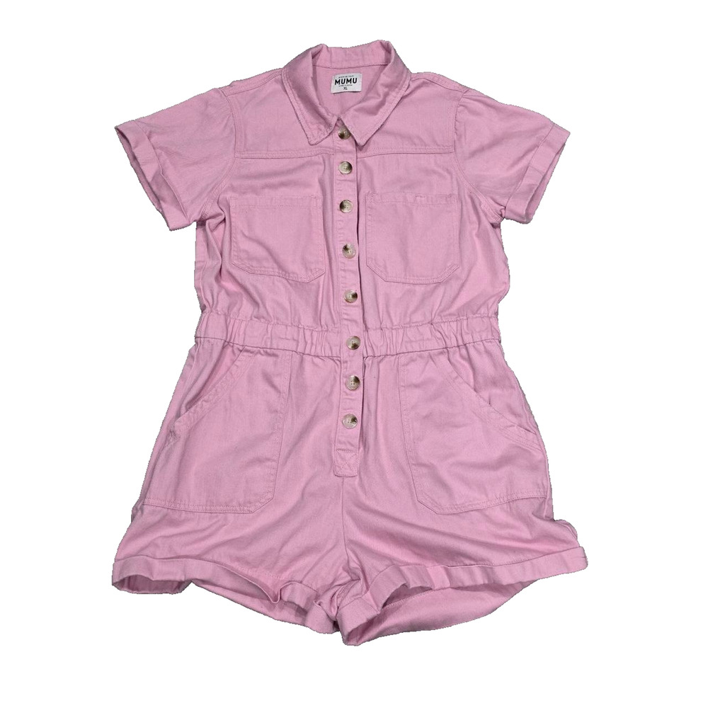 Show Me Your Mumu Y2K Preppy Cannon Romper in Pink denim XL A004666 - Picture 3 of 15
